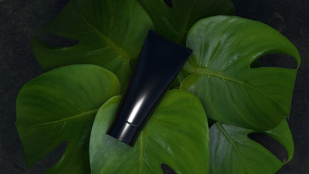 Product of cosmetic on nature podium scene ,3d rendering.