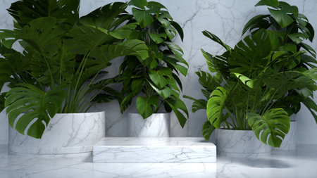 Podium display scene for cosmetic product and packate,3d render.の写真素材