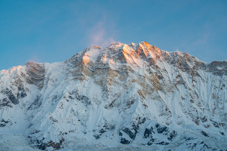 mountain peak in himalaya annapurna base camp in the morning