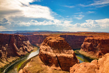 Beautiful view at Horseshoe bend on sunny day, Arizona, USAのeditorial素材
