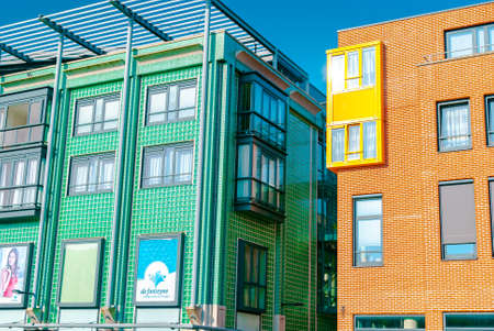 Vlissingen, the Netherlands - April 2015: Modern architecture. Shopping centerのeditorial素材