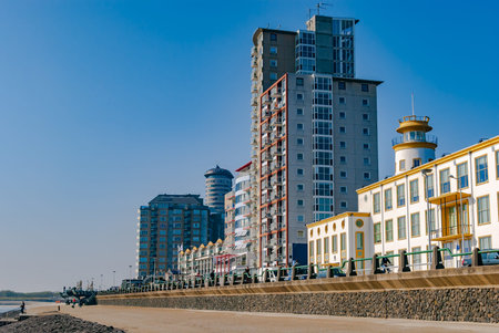 Vlissingen, the Netherlands - April 2015: Maritime Institute de Ruyter and other buildings on the...
