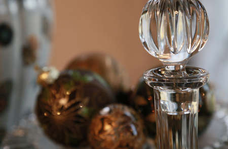 Kitchen glass table and ball decorationsの写真素材
