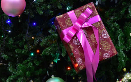 With a pink ribbon giftsの写真素材