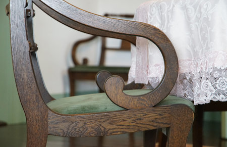 Pattern of curved wooden chairsの写真素材