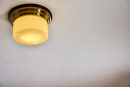 Room lighting fixtures on the ceilingの写真素材