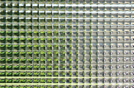 Many lens-like patterns of the window glass of the room