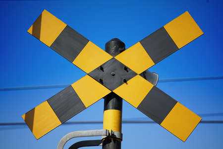 Japanese railway crossing display boardの写真素材