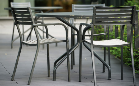 A table and chair of the terraceの写真素材