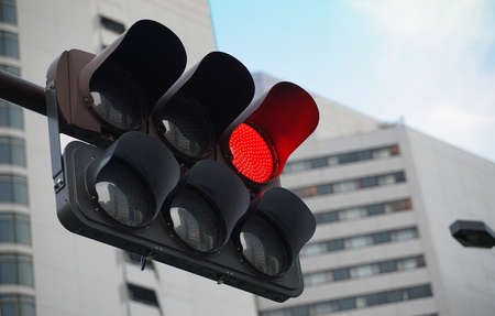 The red Japanese traffic light which turned onの写真素材