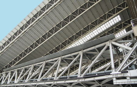 Roof of the steel frame of the modern building