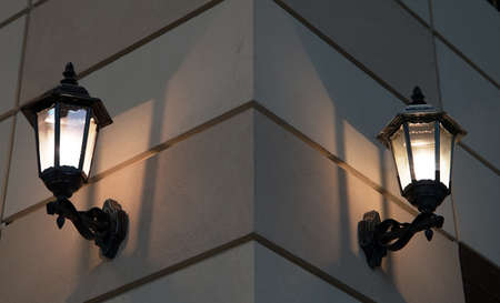 Light of the pillar of the night buildingの写真素材