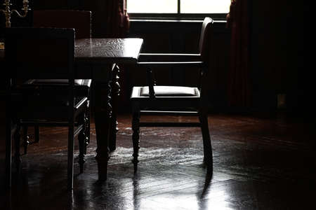 Interior of a room with windows and lightsの写真素材