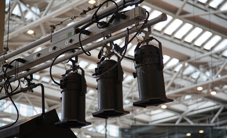 Light fixture hanging from the ceilingの写真素材