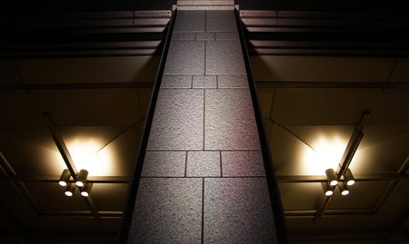 Lighting on the wall of a building at night
