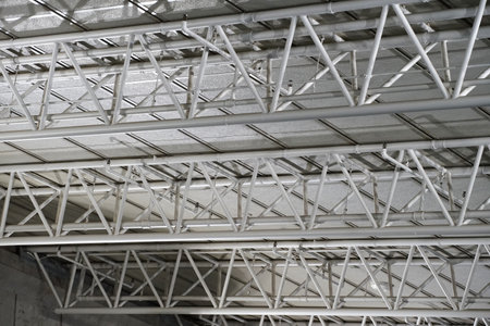 Steel frame on the roof of a buildingの写真素材