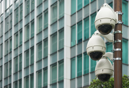 A building and security camera of the town