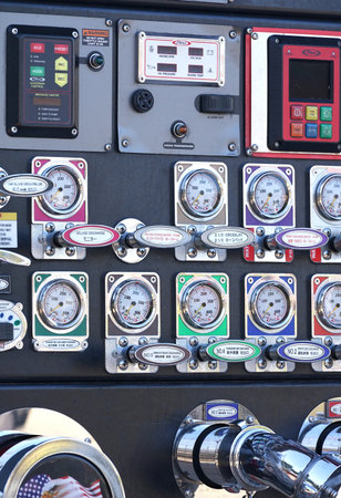Close-up of a Fire Truck Pump Panel