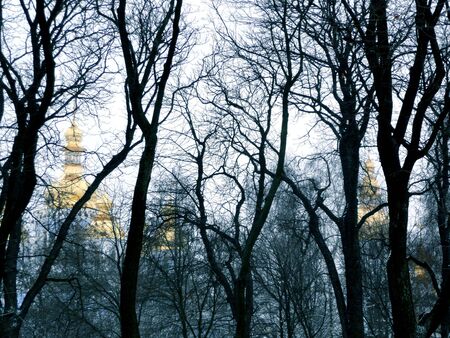 Kiev, Ukraine winter some kind of a church in the backの写真素材