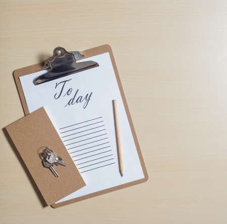 Today list on wooden backgroundの写真素材