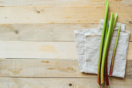 ingredients to homemade detox drink of rhubarbの写真素材