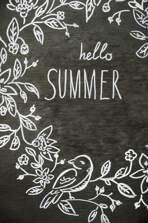 summer pattern draw chalk marker on a blackboard