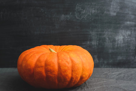 side view of pumpkin on a black backgroundの写真素材