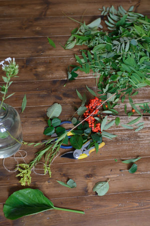 waste of flowers , leaves and twigs after work Floristの写真素材