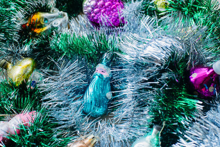 view from above of retro christmas and new year's toys