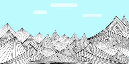 vector  black and white mountains and blue sky as backgroundのイラスト素材