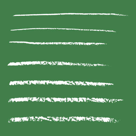 Set of hand drawing chalk line shapes vector illustration isolated on green background to brushesのイラスト素材