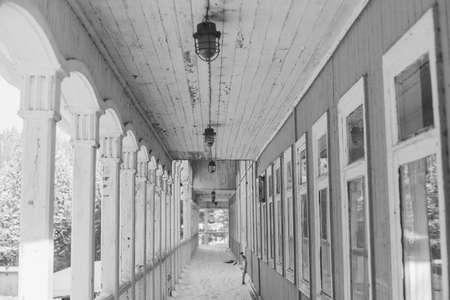 view of the landing stage in winterの写真素材