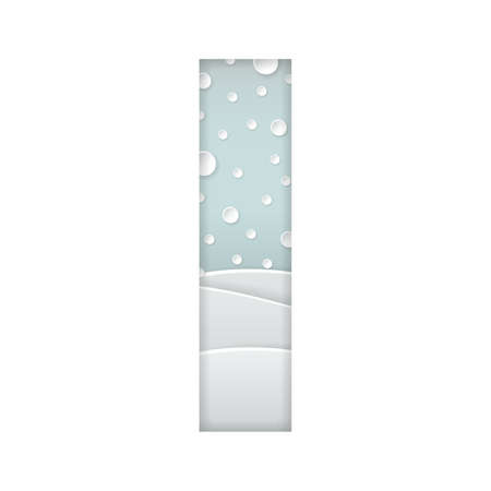 color vector illustration of paper art cut letter I with winter landscape with multi layers and shadows effect isolated on white backgroundのイラスト素材