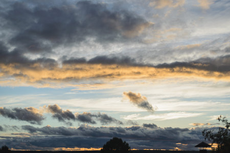 sunset sky with the color dramatic clouds, stock photoの写真素材
