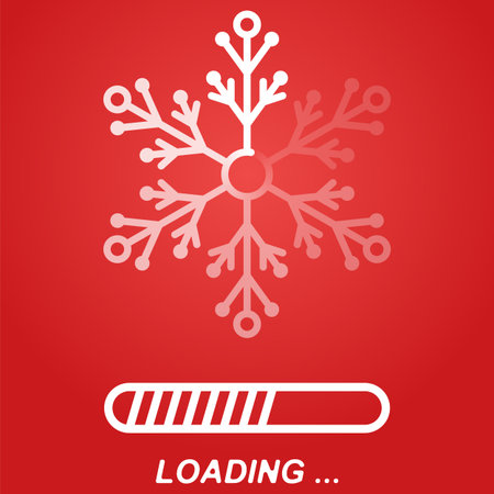 flat transparent white snowflake as loader indicator with loading bar progress, winter stock vector...