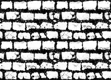 seamless grunge black white brick wall pattern background, stock vector illustration clip art backdropのイラスト素材