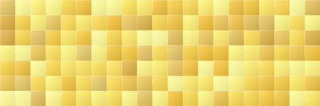 Shiny gold gradient color square seamless pattern background, glitter golden mosaic geometric texture, stock vector illustration design element, wide backdrop for social media header, banner, linkのイラスト素材