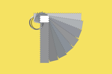 illuminating and ultimate gray colors, color of the year 2021, monochromatic fanned trendy color palette, hue, saturation and lightness sample swatch book guide, stock vector illustration clip artのイラスト素材