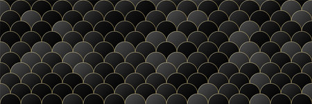 gold, black gradient color circle seamless pattern background, line geometric luxury texture, minimal design style, stock vector illustration panoramic backdrop for social media header, banner, linkのイラスト素材