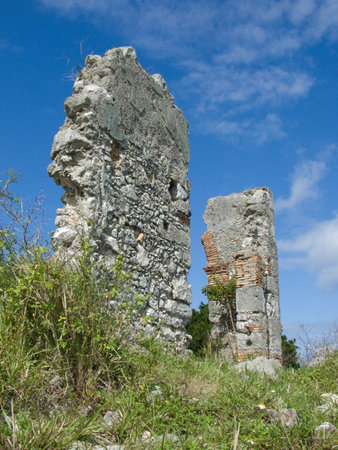 Ruins of an old abandoned stone buildingの写真素材