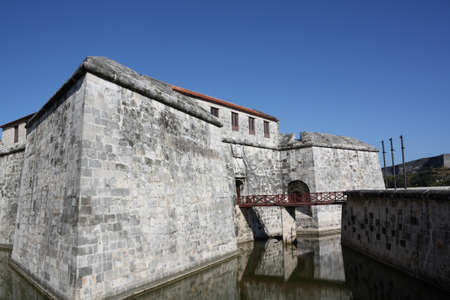 The Castle of Force entrance with a wooden bridge, Havana, Cubaの写真素材