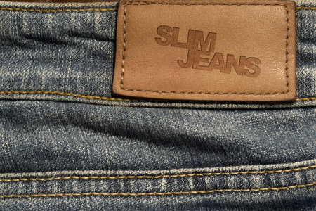 Blank jeans leather label with text slim jeans