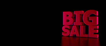 3D text big sale on black backgroundの写真素材
