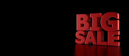 3D text big sale on black backgroundの写真素材