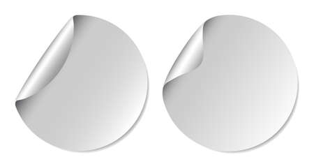 Realistic label sticker icon template vector design illustration with round curl corner isolated on white background.のイラスト素材