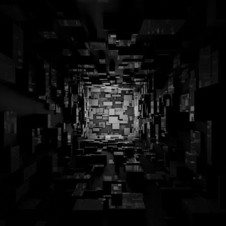 Abstract Futuristic Sci Fi Dark Light Room Background 3d Rendering Wallpaperの写真素材