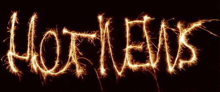 words hot news written by sparklerの写真素材