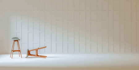 Thai carved wooden partition white wall 3d renderingの写真素材