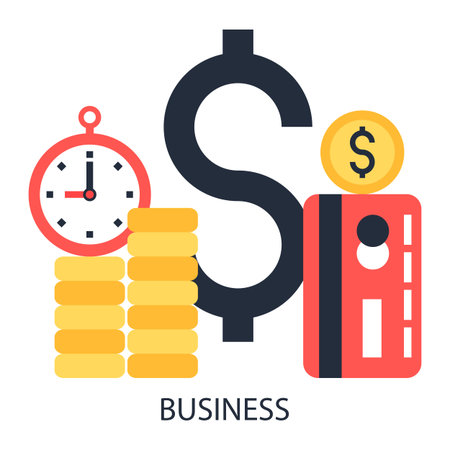 Business elements - credit card,coins and time.のイラスト素材