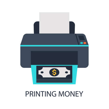 A printer that prints money.のイラスト素材